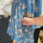 Free People  Camella Blue Floral Adjustable Mini Dress - Sz Med 🧡🎀 Photo 5