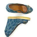 Gucci  CLASSIC BLUE DENIM MONOGRAM HORSEBIT ESPADRILLE WEDGES 37 Photo 8
