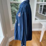 Vintage New Direction Pink Floral Embroidered Blue Denim Jean Shirt Size XL Photo 4