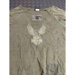 Harley Davidson Y2K Green Embroidered T Shirt Baby Tee‎ Womens Size Medium MOTO Photo 1