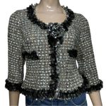 Rickie Freeman Teri Jon Women’s Size 4 Gray Blue Tweed Wool Blend Boucle Jacket Black Photo 1