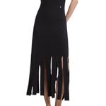 Style works Chic Black tea length Dress with long Fringe Hem Size 6 Photo 1