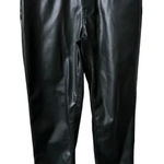 Anthropologie Black Faux Leather Straight Leg High Waisted Pants Size 10 MCEDAR Warm l Photo 0
