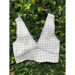 ZARA  Purple White Gingham V Neck Crop Top Size Large Photo 3