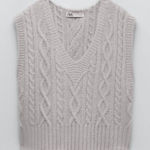 ZARA Grey  Cable Knit Sweater Vest Photo 0