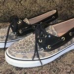 Sperry  Topsiders loafers cheetah and black patent, size 7.5 Photo 0