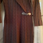 Calvin Klein Women’s Buckle Black Wrap Cable Knit Sweater Dress Size Medium Photo 4