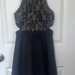 Speechless Black Lacy Mini Dress Photo 0