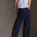 Maeve  The Colette Navy Linen Blend Wide Leg Pants Size 27 Photo 0