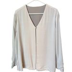 Talbots Pure Silk Reversable grey silver one button close top-jacket size large Photo 0