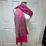 Women's Paisley Fuchsia/Grey Pashmina Scarf Shawl 74" x 28" Photo 1