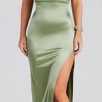 Windsor Sage Green Prom  Dress Satin Cowl Neck Photo 0