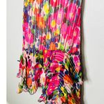 SALONI Pink Printed Silk Flutter Sleeves V Photo 4