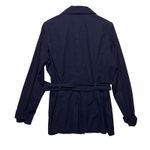 Eddie Bauer  Womens‎ Lightweight Trench Coat Jacket Button Belted Navy Blue Large Photo 4