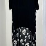 Tobi Skull Print Hi Low Long Duster Top Size Medium Thin Fabric Black White Goth Photo 0