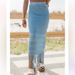 Pink Lily CLOVER FIELDS BLUE FRINGE HEM KNIT MAXI SKIRT Photo 1