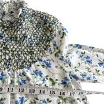 ZARA  Ivory Floral Linen Smocked Long Sleeve Cottage Prairie Maxi Dress Size S Photo 7