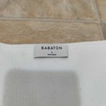 Babaton  Ribbed Square Neck Crop Top White Short Sleeve Minimalist Size L Photo 1