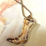 Betsey Johnson enamel rhinestone boot pendant necklace Photo 2