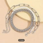 Women's Fashion Jewelry Bohemian Layered Silver 3 Piece Bracelet Set Gift Photo 2