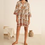 Lola Australia Boho Floral Printed Mini Dress in Multicolor Tan Size M Photo 9