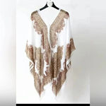 Boho poncho/ summer swim cover up New one size fits most White Photo 1