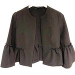 INA  Jacket Size Small Black Ruffle Crop Career Work Office Business Casual Photo 0