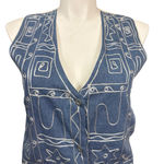 Vintage Agapo Collection Denim Embroidered Vest Medium Western Boho Cotton Blue Photo 1