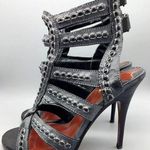 Leon Max All Leather High Heel 4.75" Tall Gray Strappy Shoes Size 8M Sexy Photo 0