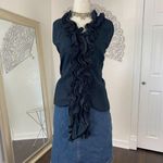 Early 2000's Black Cotton Ruffle Frilly Gothic Halter Top Plus Size 2X / XXL Photo 2