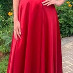 Red Strapless Prom Dress Size 6 Photo 0