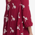 Free People ‎ Embroidered Austin Mini Dress Maroon Photo 0