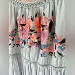 Free People Loose Embroidered Light Blue Off Shoulder Floral Tunic Photo 4
