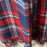 Torrid WO SIZE 0/00 (10/12) LONG NAVY RED PLAID. SHEER OPEN FRONT DUSTER Photo 4