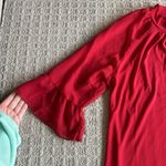 eight eight eight Zero 2 Eight Womens Medium M Red Long Sleeve Blouse High Neck 3/4 Sleeve Photo 2