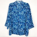 Blair  Vintage Floral Blue Button Down Top Size 2XL Photo 0