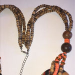 Multi Strand Beaded Neutral Tone Boho Chunky Statement Necklace Brown Photo 5