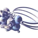 Handmade Freshwater Pearl Cluster Ring Beaded Wire Multi-band Boho Beachy Coastal Blue Photo 0