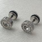 CZ Cubic Zirconia Stud Earrings for Men Women Streetwear Unisex Style Silver Photo 2