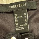 Forever 21  Black Ruched Mesh Mini Dress, Hook Front, Long Puff Sleeves Medium Photo 4