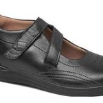 Drew  Orchid Mary Jane Black Leather Shoes Size 9 WW Photo 0