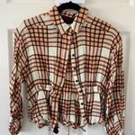 We The Free  Cream and Tan Plaid Button-Down Shirt Photo 1