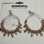 Sonoma  Gold Tone Pink Bead Pierced Boho Dangle Drop Earrings NWT Photo 3