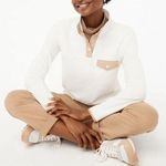 J.Crew NWT Quilted Snap-Front Pullover Size L / Color Ivory Photo 1