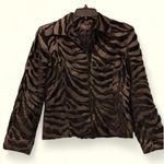 Vtg GIANCARLO FERRARI Black Faux‎ Fur Animal Print Crop Full Zip Jacket Size 4 Photo 0