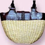 Brighton Straw Basket Woven Faux Brown Leather Double Handle Handbag Photo 3