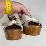 Anthropologie  Miss Albright Leather Bow Wooden Heel Sandals Size 9.5 Photo 4