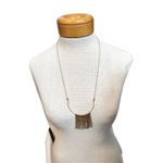 Golden needle candle long necklace and metal gold toned cuff bracelet set Photo 3