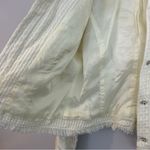 Cache  Ivory Metallic Rhinestone Button Fringe/Tweed Jacket Size 10 Photo 12