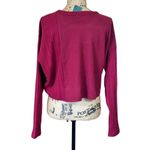 Wild Fable  Shirt Womens Medium Berry Red Long Sleeve Waffle Ribbed Cropped Shirt Photo 3